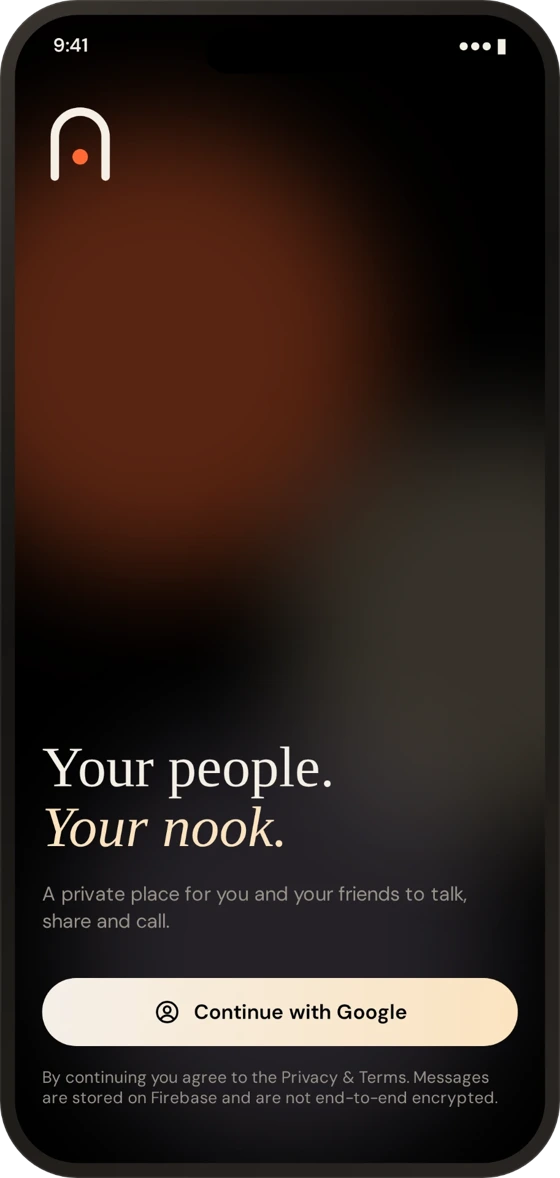 Nook welcome screen: Your people. Your nook.